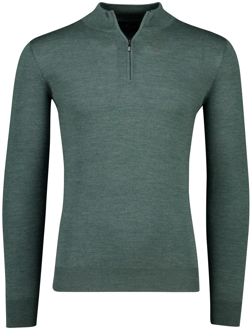 Portofino half zip trui merinowol donkergroen