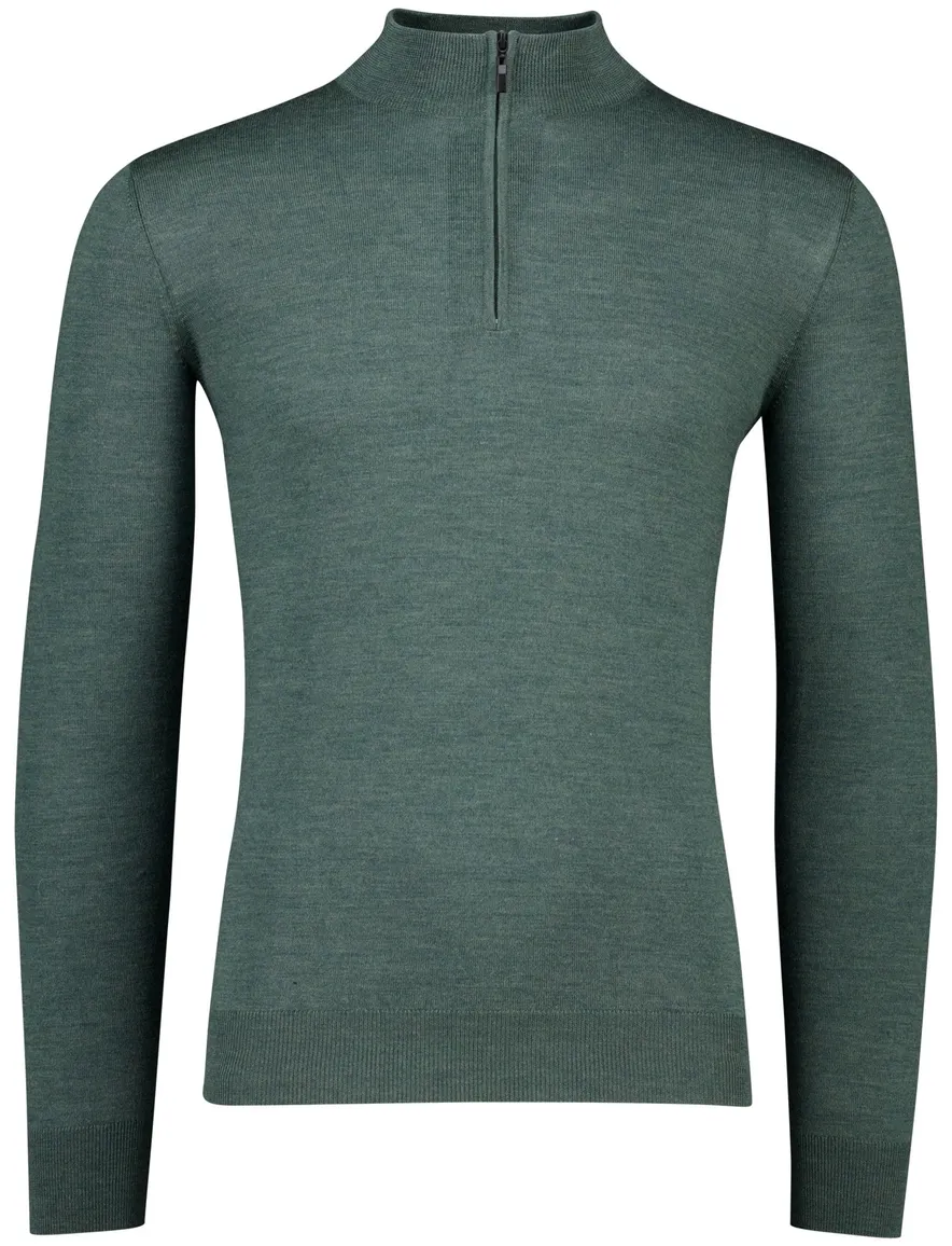 Portofino half zip trui merinowol donkergroen