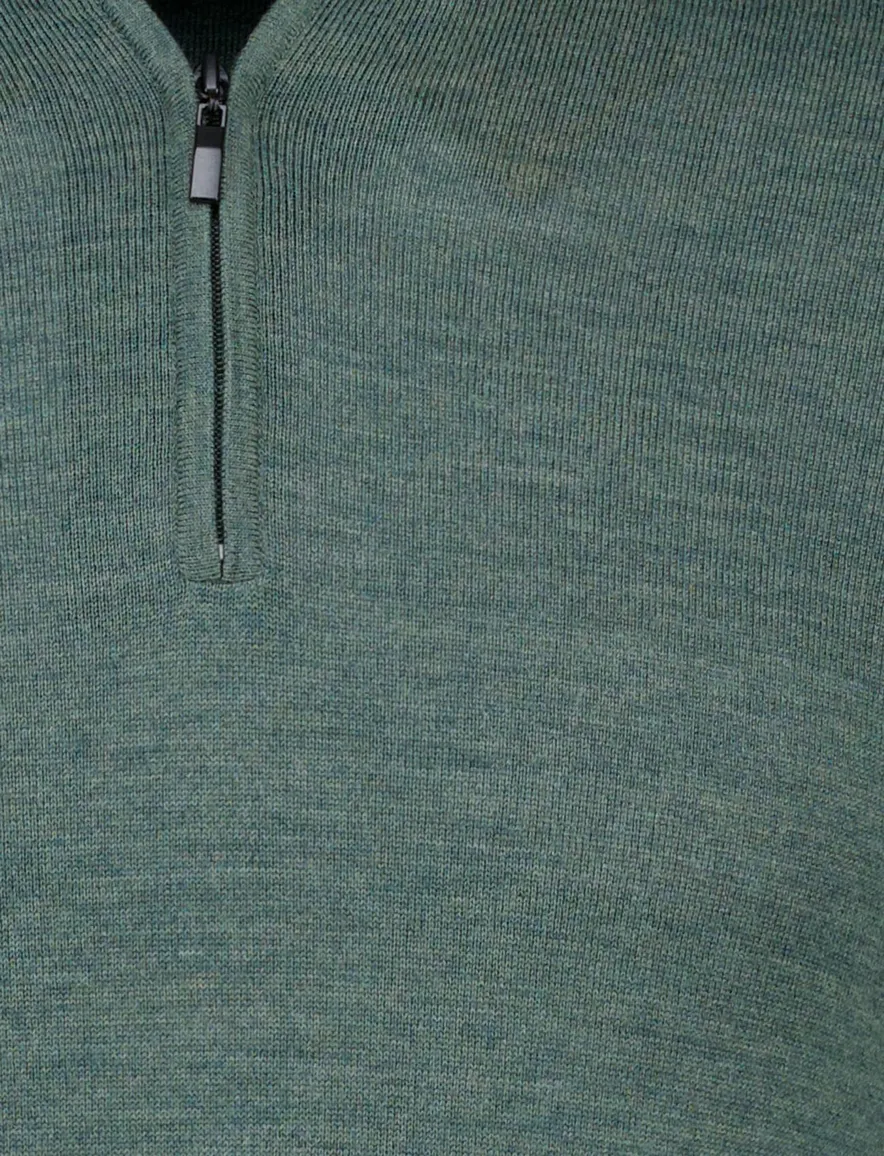 Portofino half zip trui merinowol donkergroen