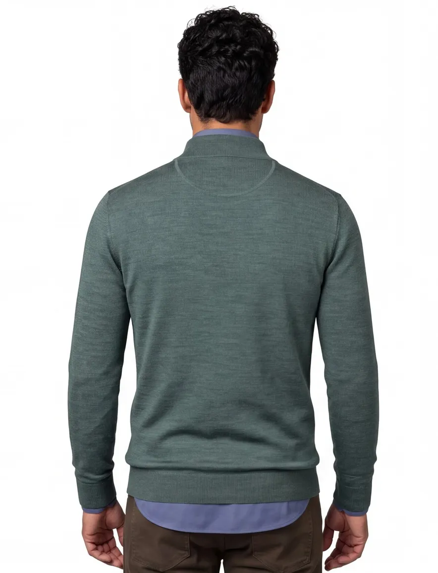 Portofino half zip trui merinowol donkergroen