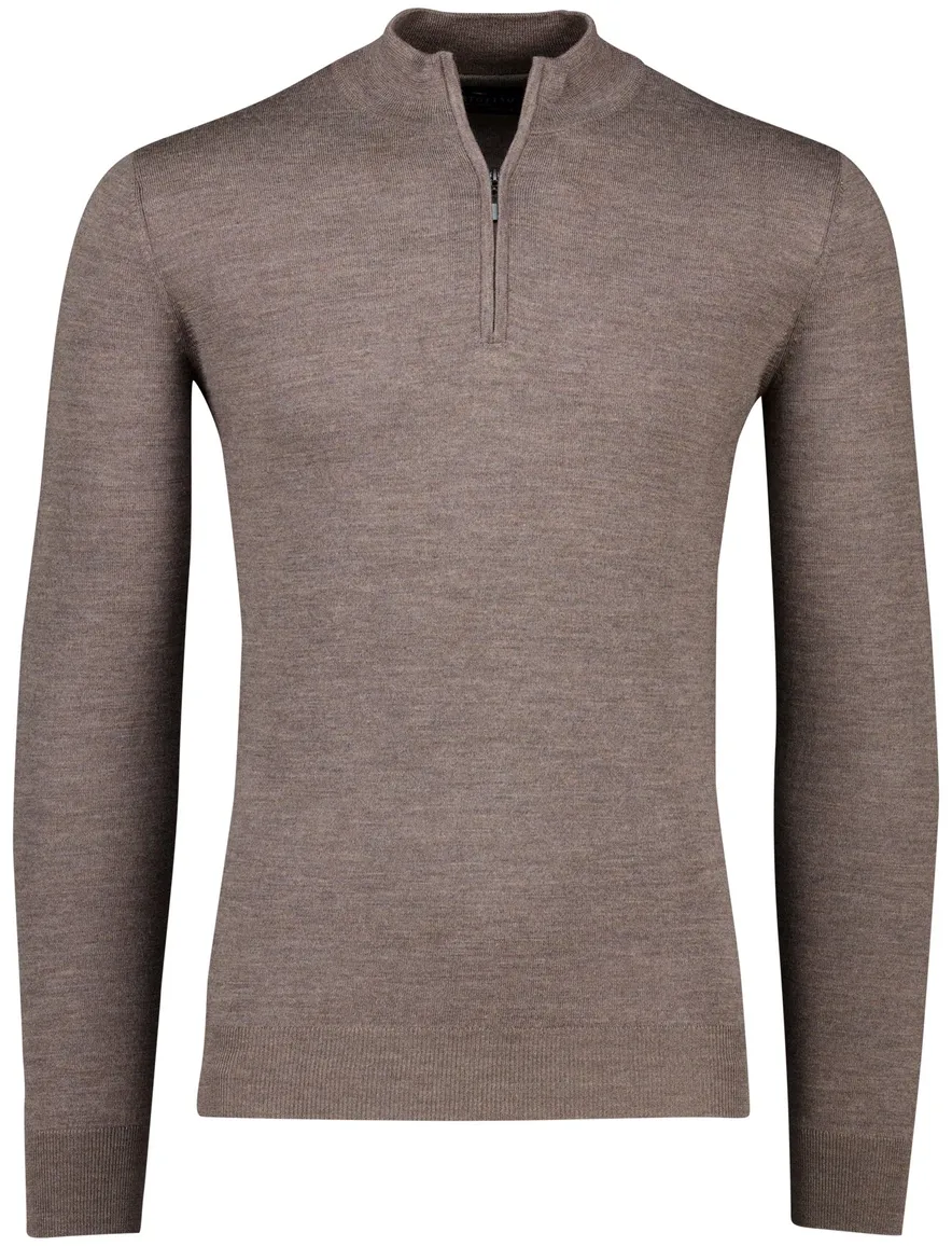bruine half zip trui portofino