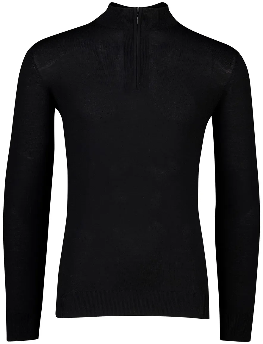 Portofino half zip trui merinowol zwart