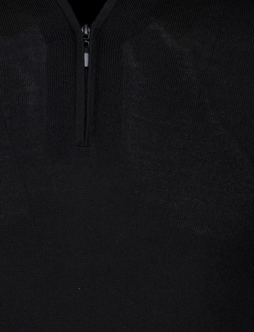 Portofino half zip trui merinowol zwart