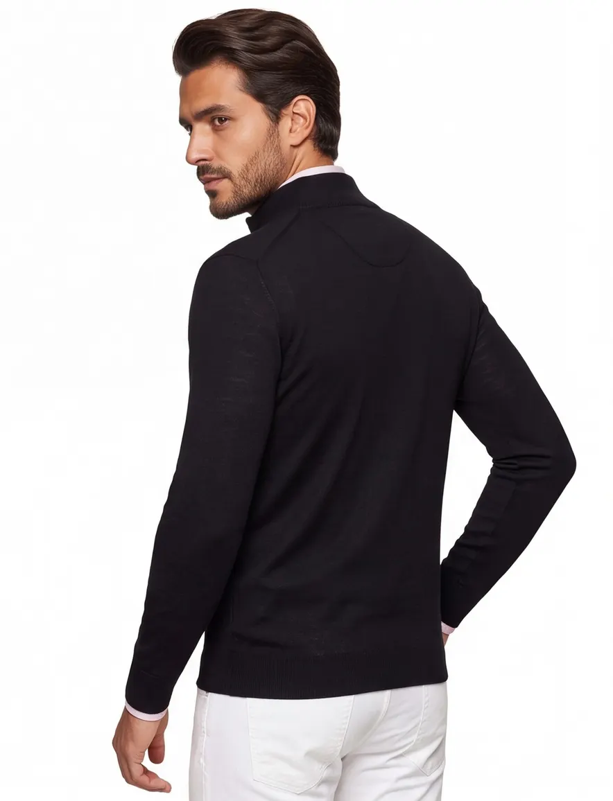 effen half zip trui portofino zwart