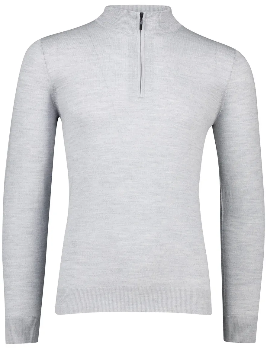 Portofino half zip trui merinowol grijs