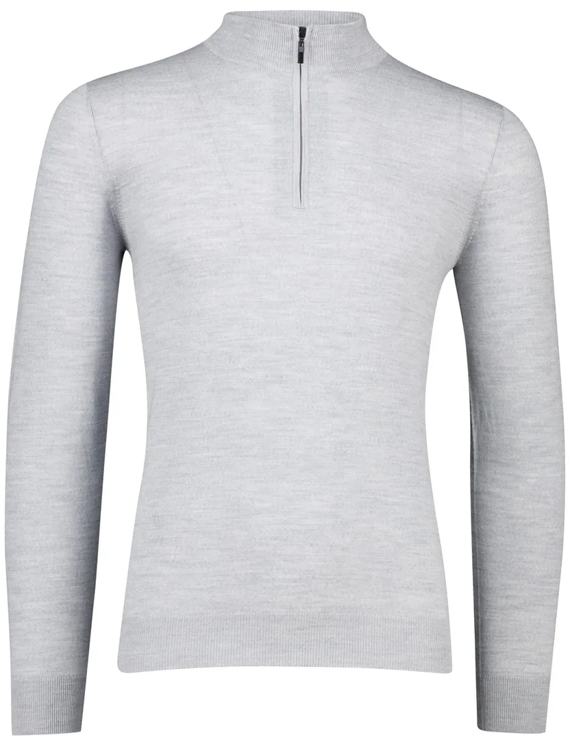 Portofino trui grijs half zip gemeleerd
