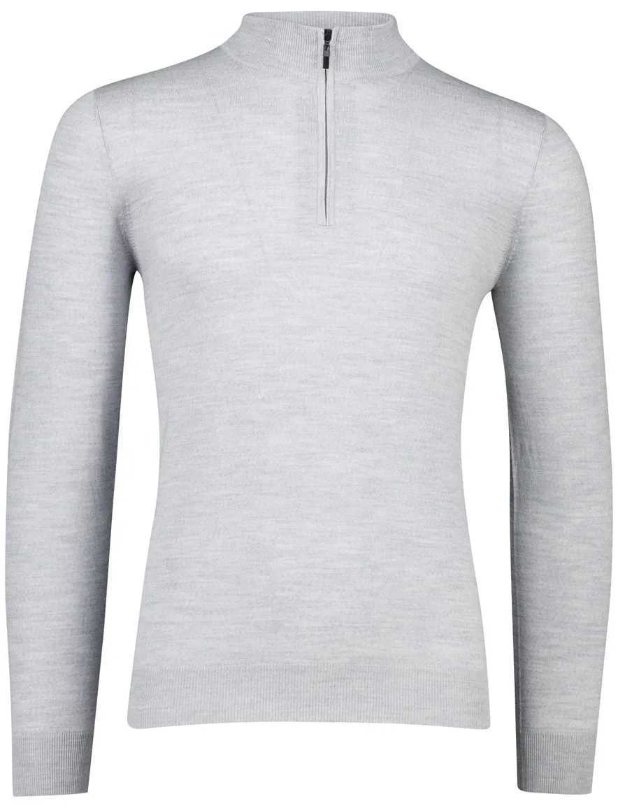 Portofino trui grijs half zip merinwol