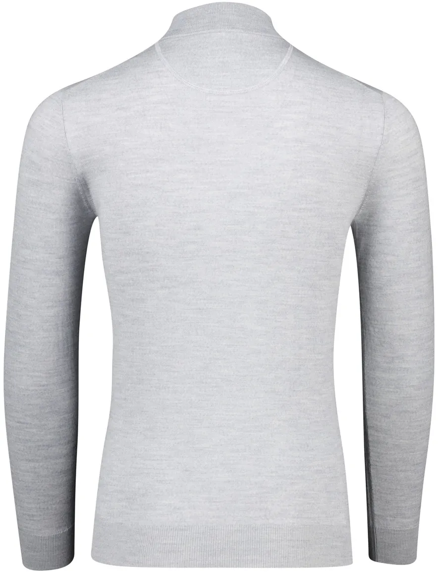 Portofino trui grijs half zip merinwol