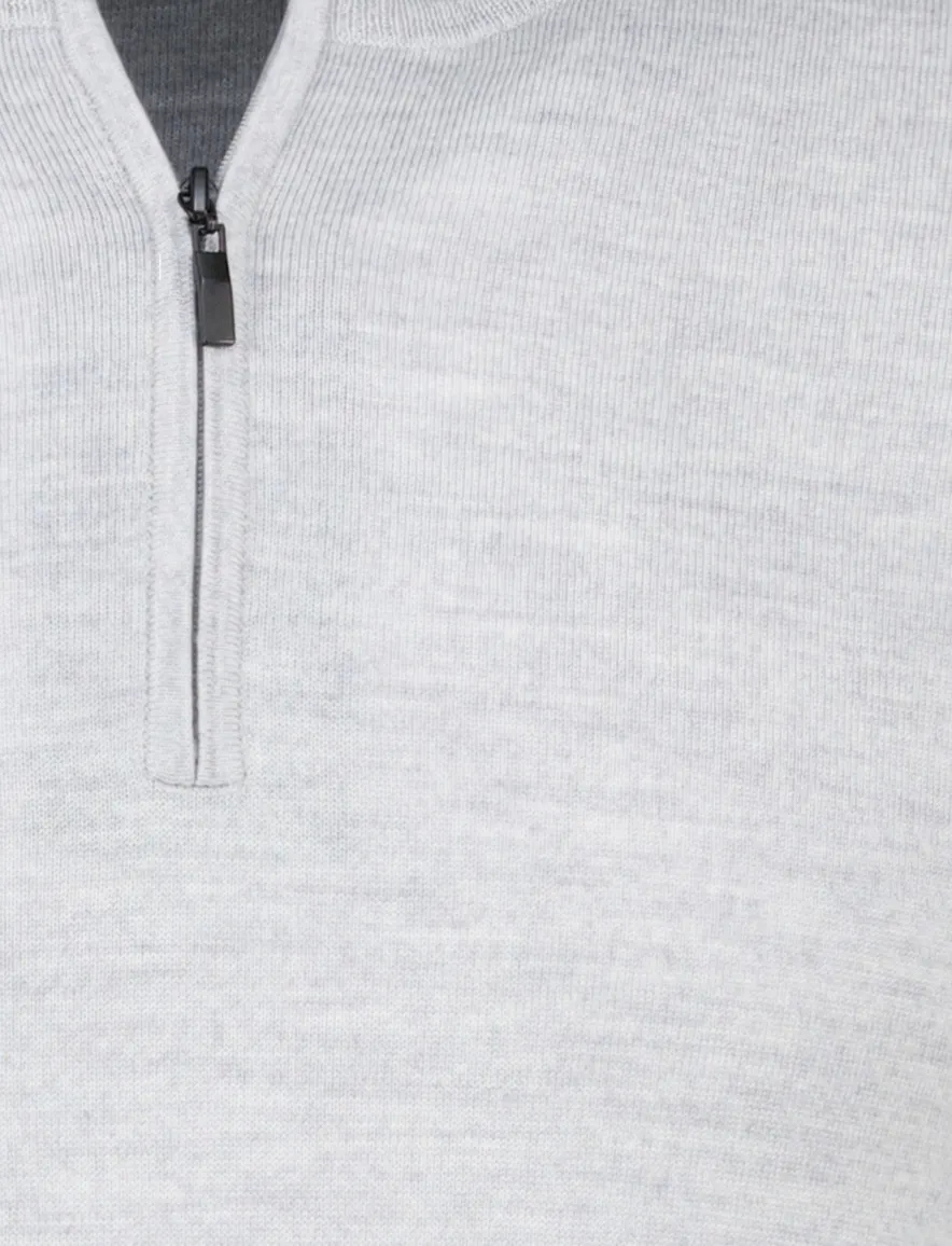 Portofino half zip trui merinowol grijs