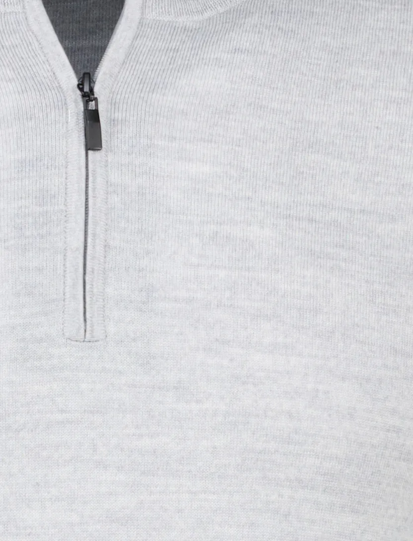 Portofino trui grijs half zip gemeleerd