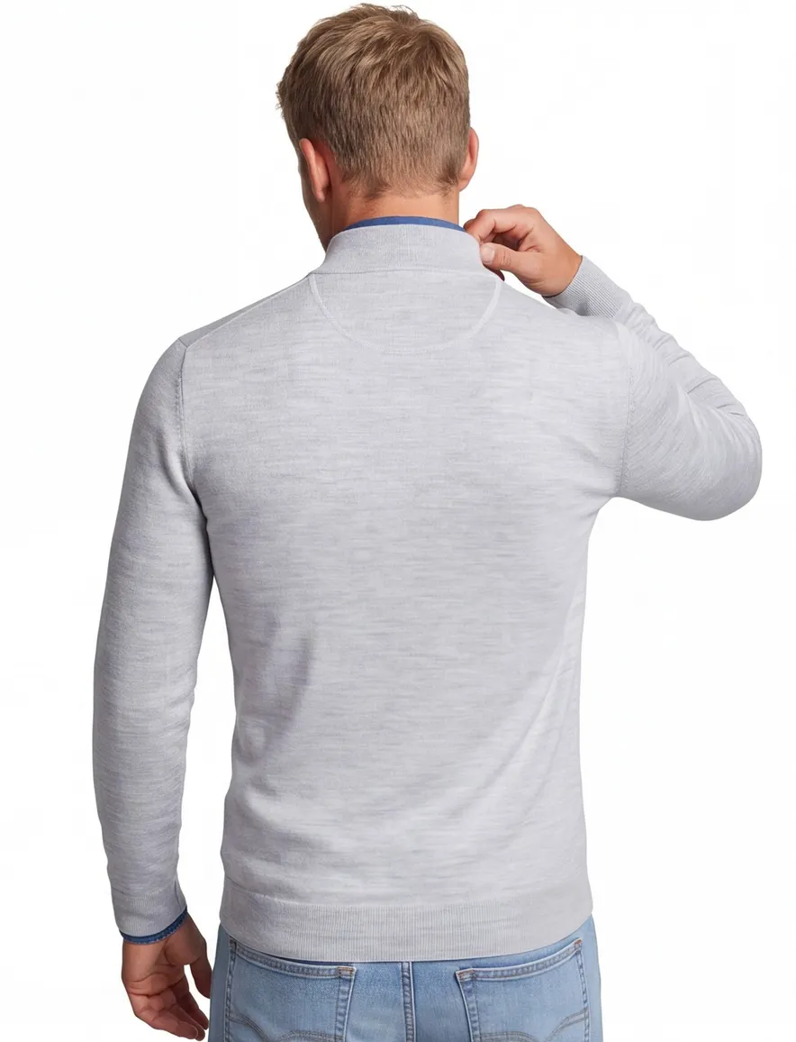 Portofino half zip trui merinowol grijs