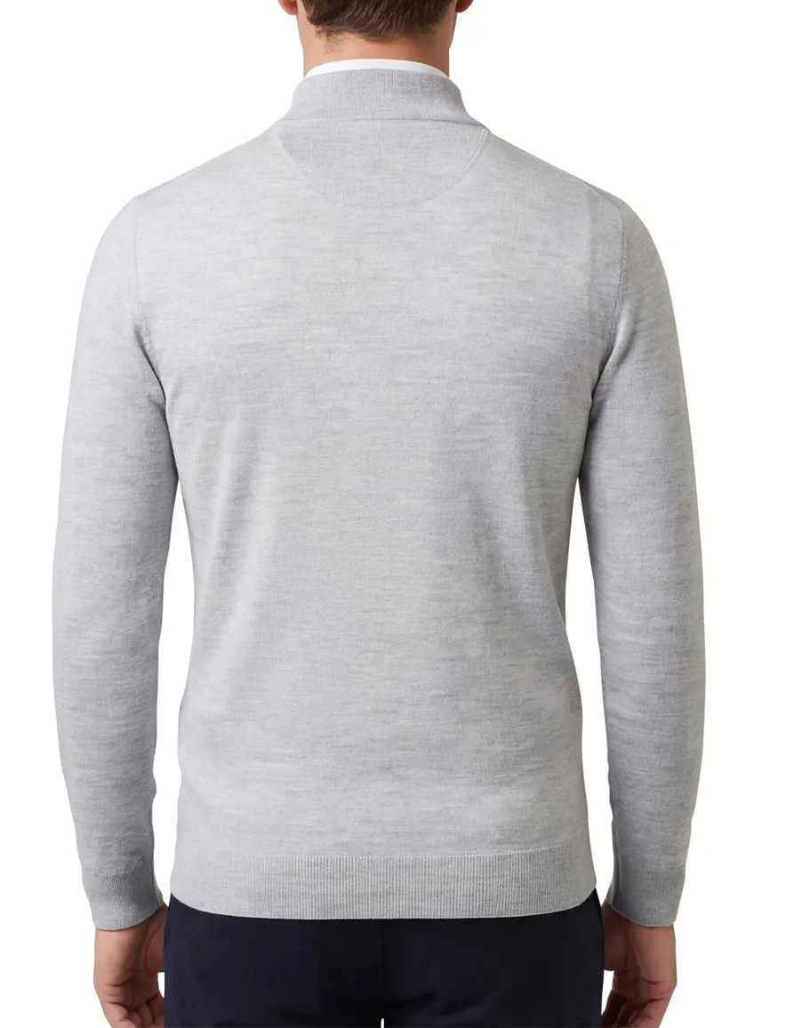 Portofino trui grijs half zip merinwol