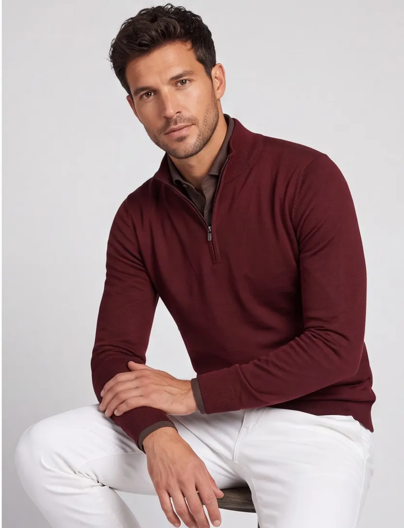 trui extra lange mouwlengte Portofino bordeaux