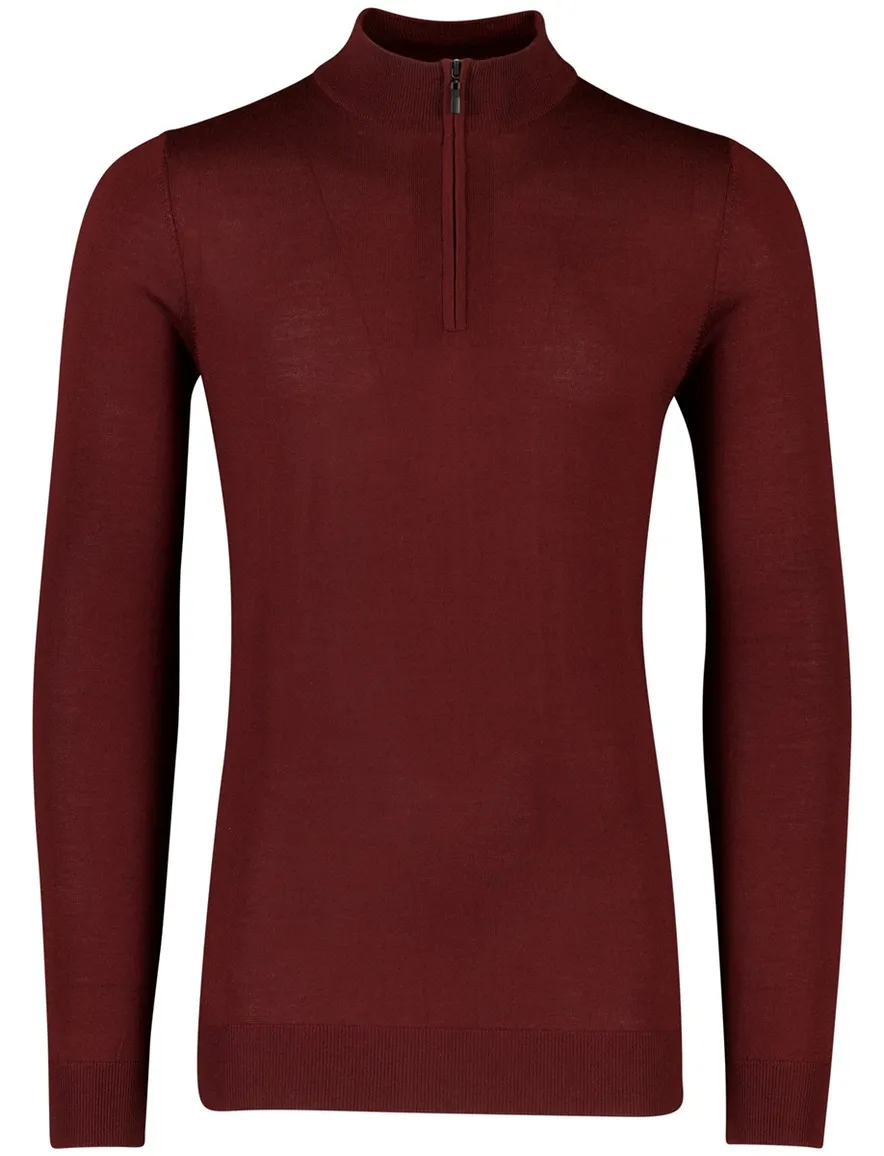 Portofino trui extra lange mouwlengte rood merinowol
