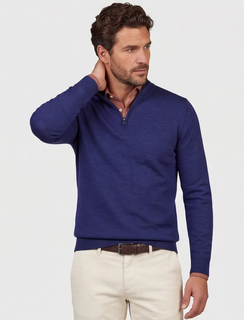 Portofino trui half zip kobalt extra lang