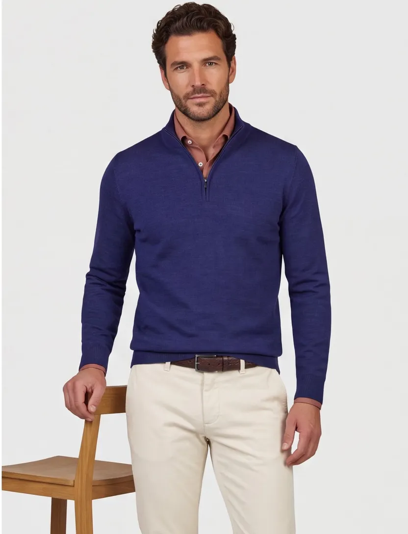 Portofino trui half zip kobalt extra lang