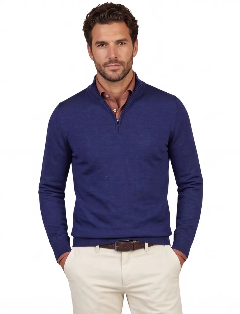 Portofino trui half zip kobalt extra lang