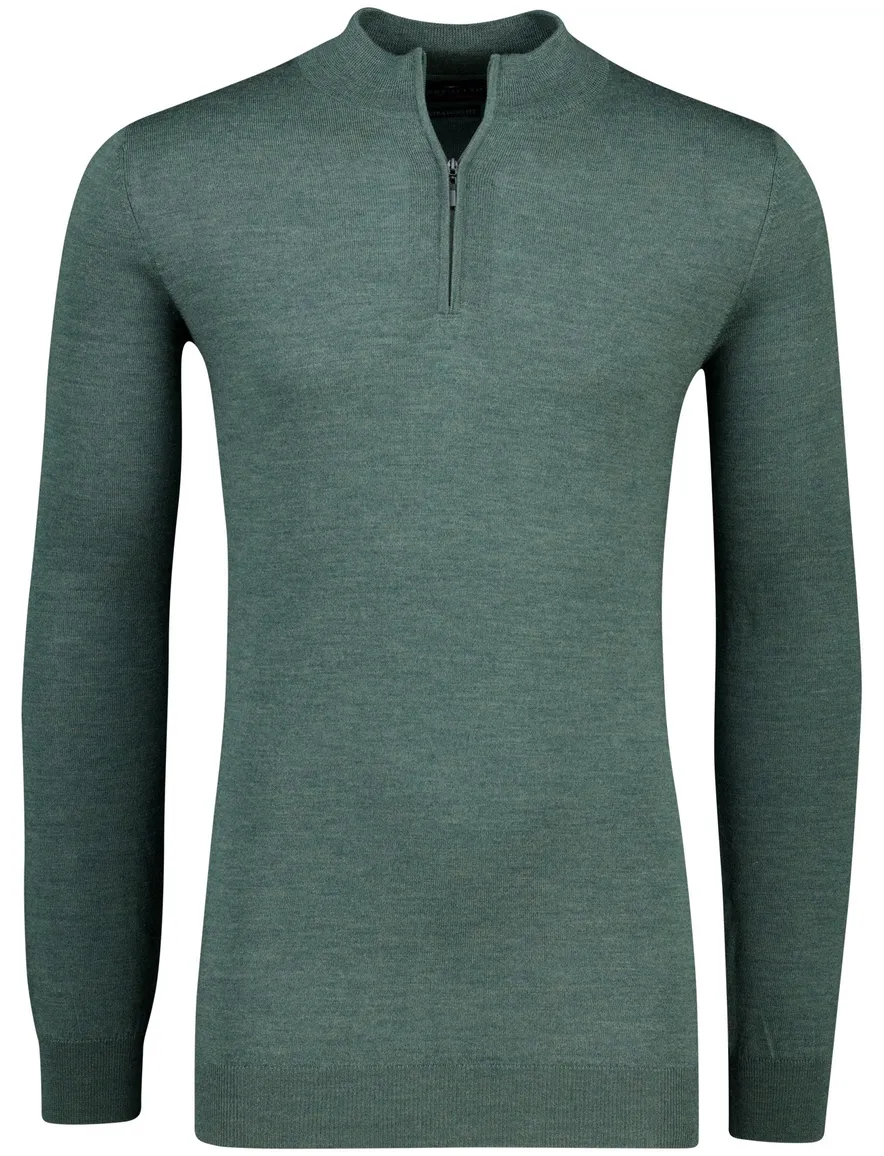 Portofino half zip trui extra lange mouw groen
