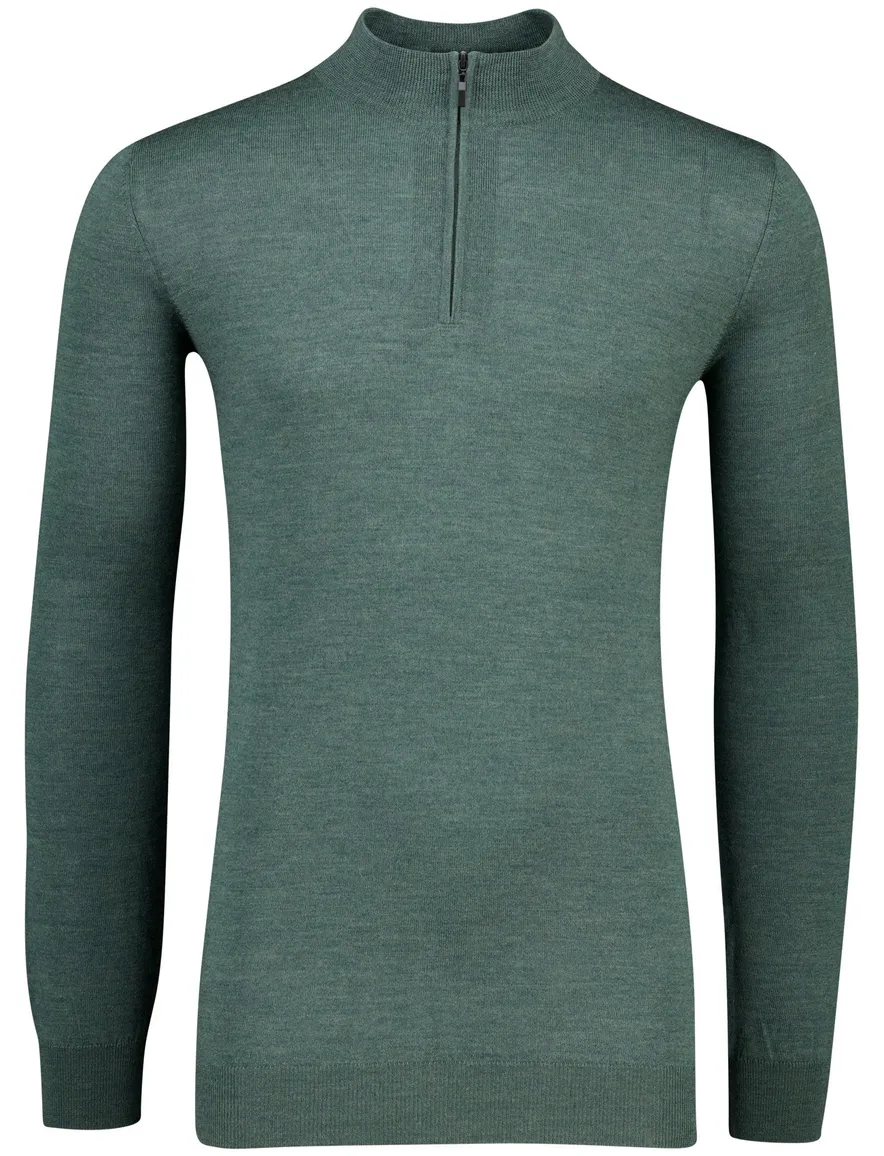 Portofino half zip trui extra lange mouw groen