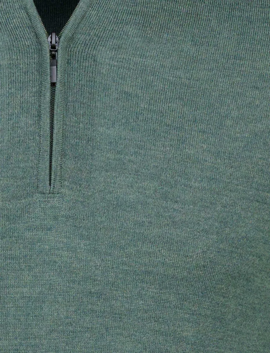 Portofino half zip trui extra lange mouw groen