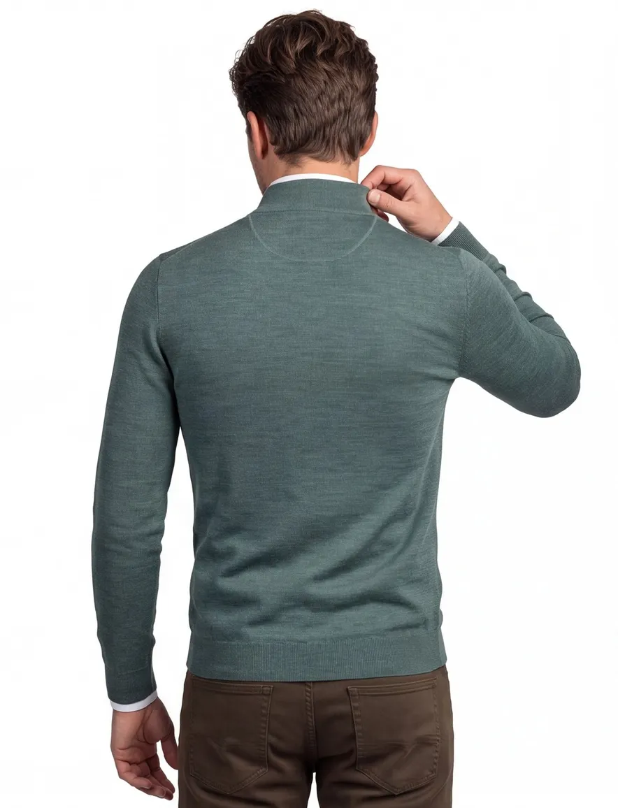 Portofino half zip trui extra lange mouw groen