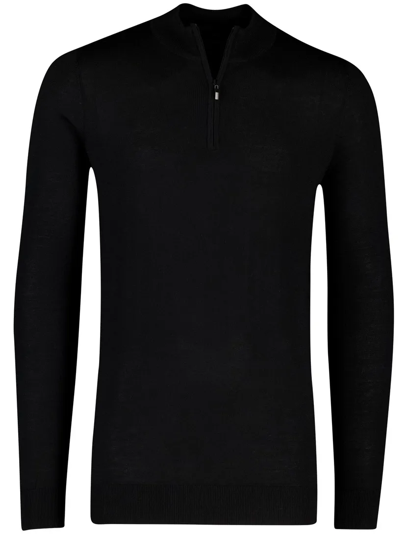 Portofino trui half zip zwart extra lang