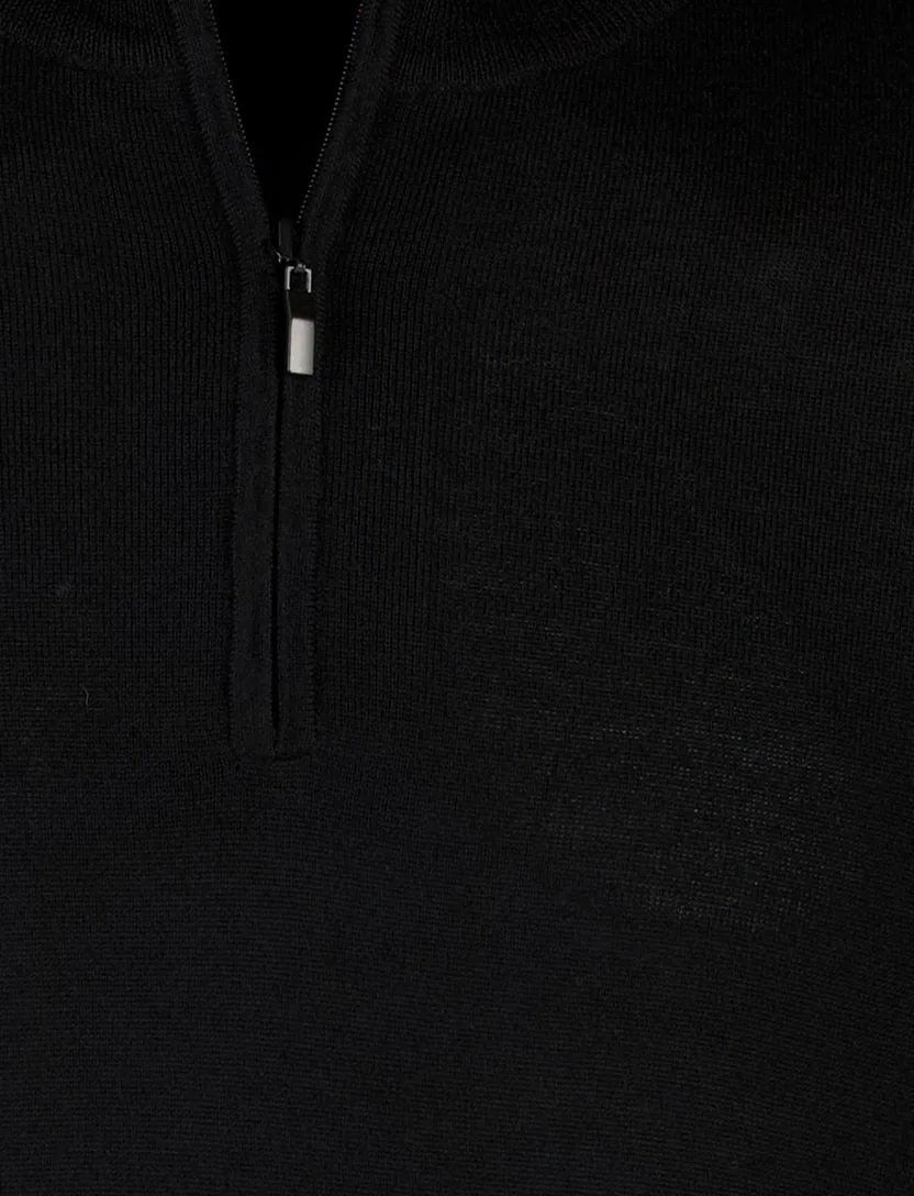 Portofino trui half zip zwart extra lang