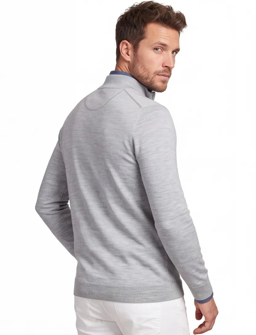 Portofino trui half zip grijs extra lang