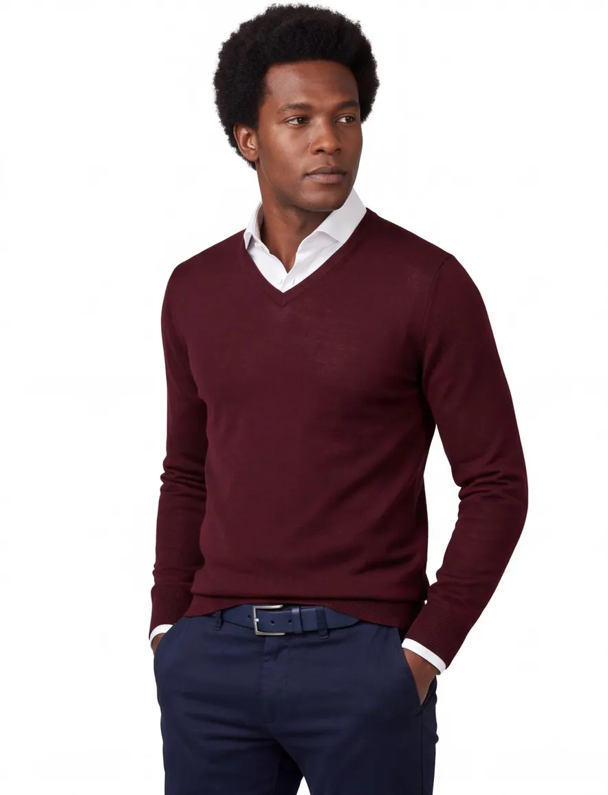 Portofino trui bordeaux merinowol