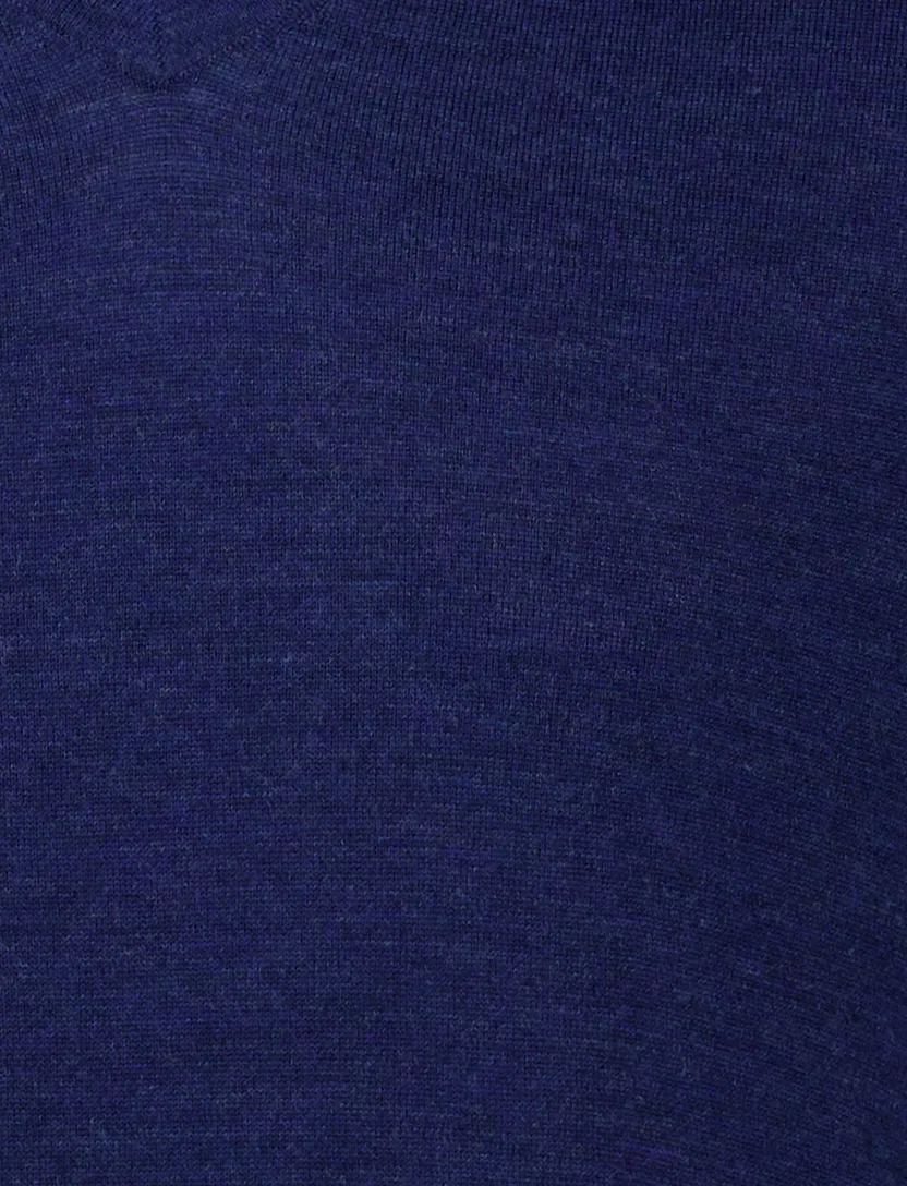 Portofino trui v hals donkerblauw gemeleerd