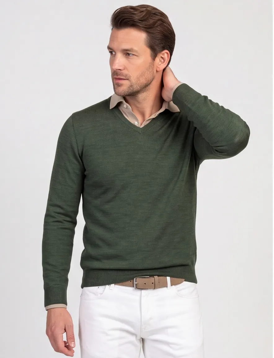 Portofino trui groen turtleneck merinowol