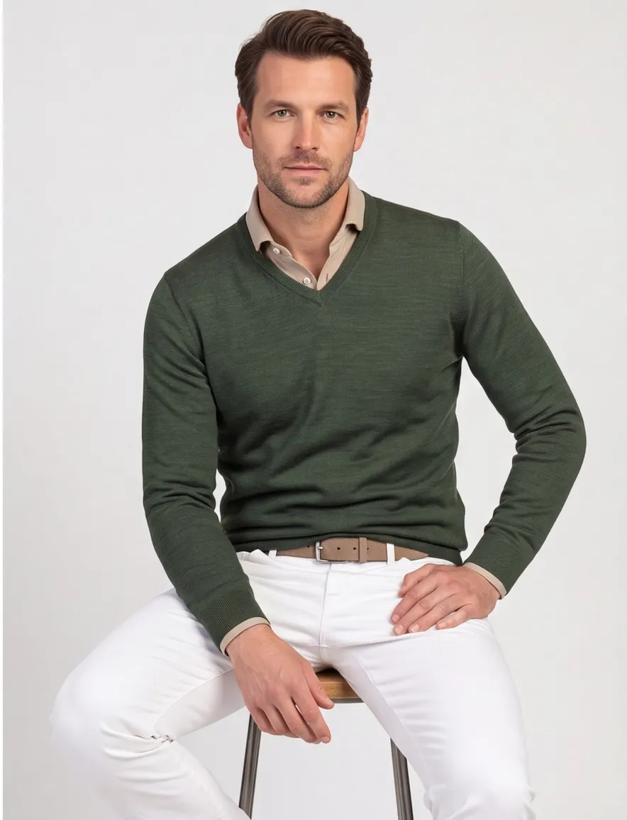 Portofino trui groen turtleneck merinowol
