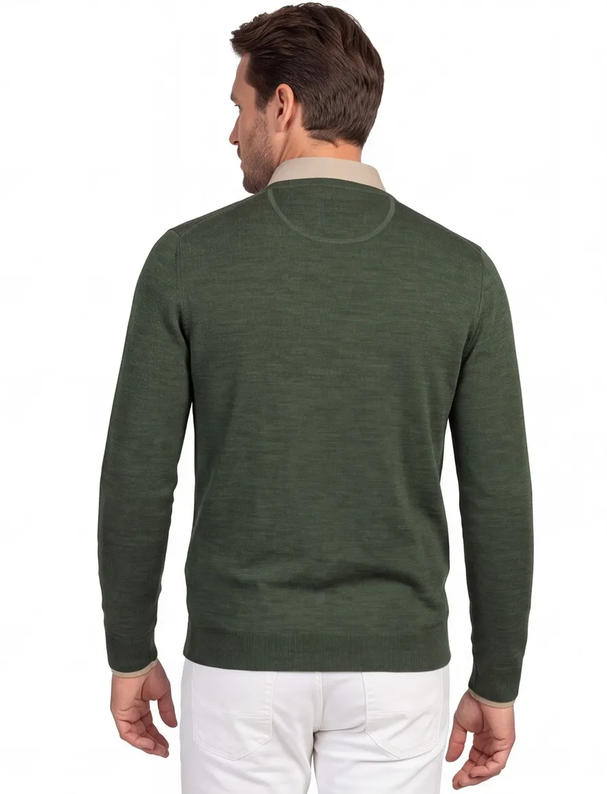 Portofino trui groen turtleneck merinowol