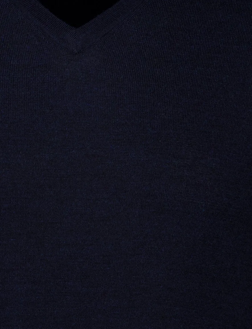 Portofino trui extra lange mouw donkerblauw scheerwol