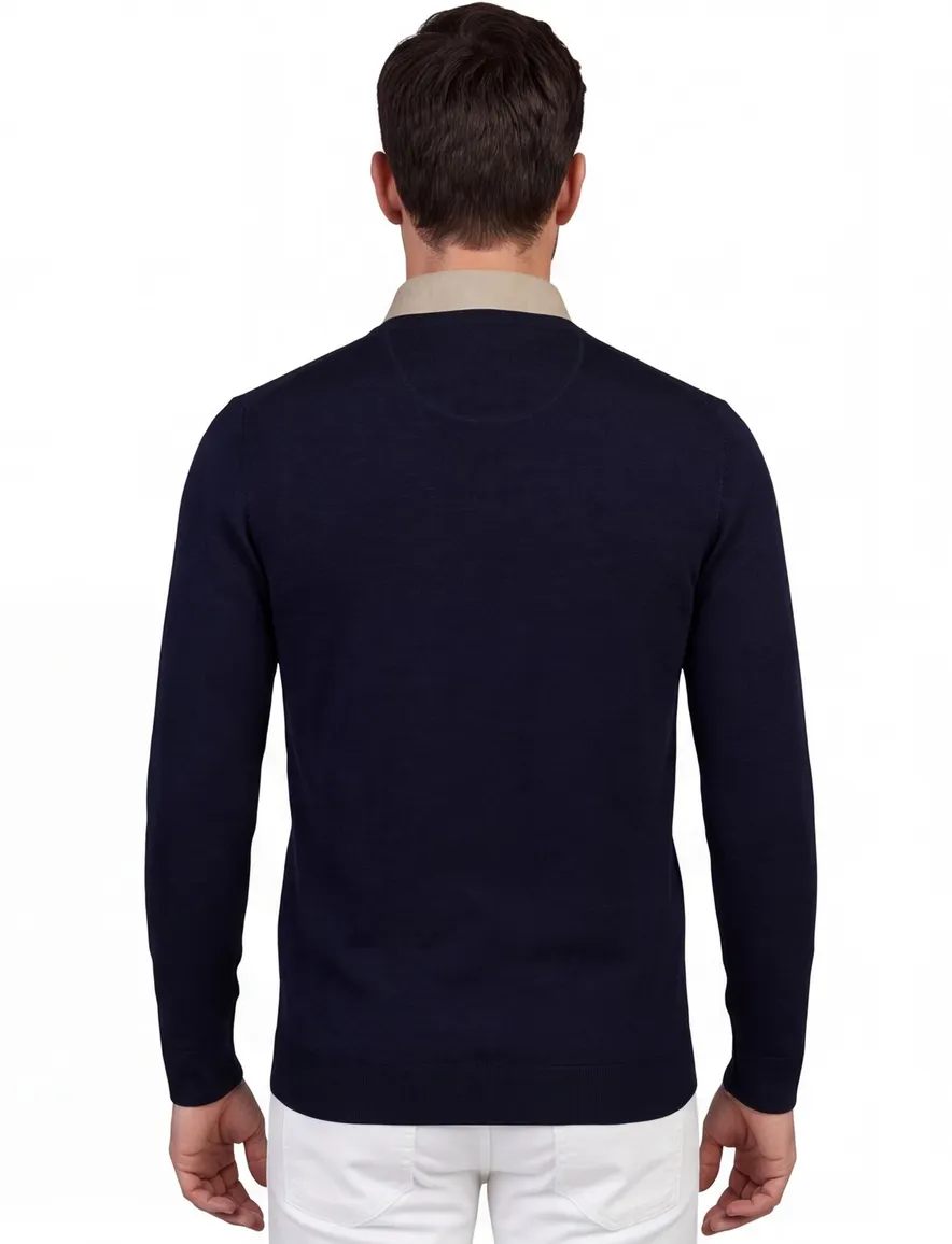 trui extra lange mouwlengte donkerblauw Portofino