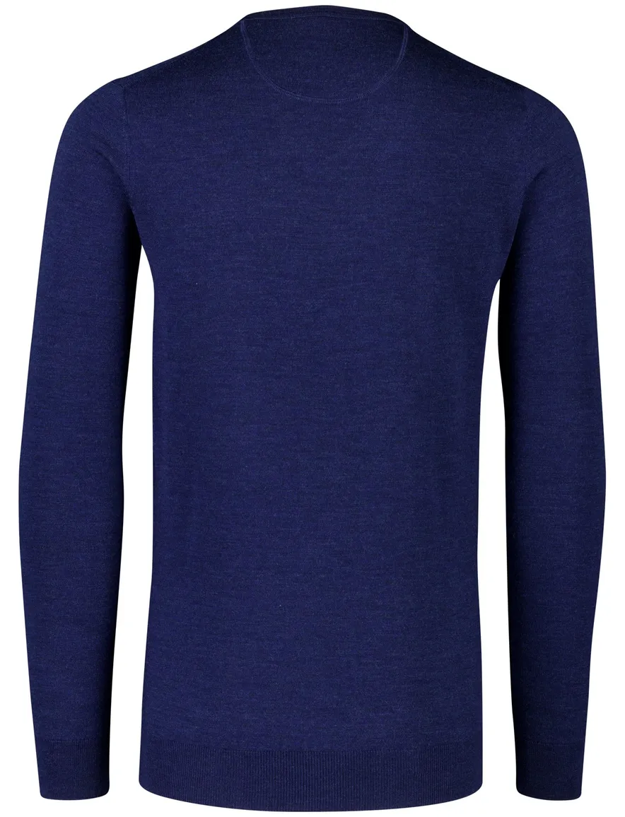 Portofino Trui extra lang blauw merinowol v hals