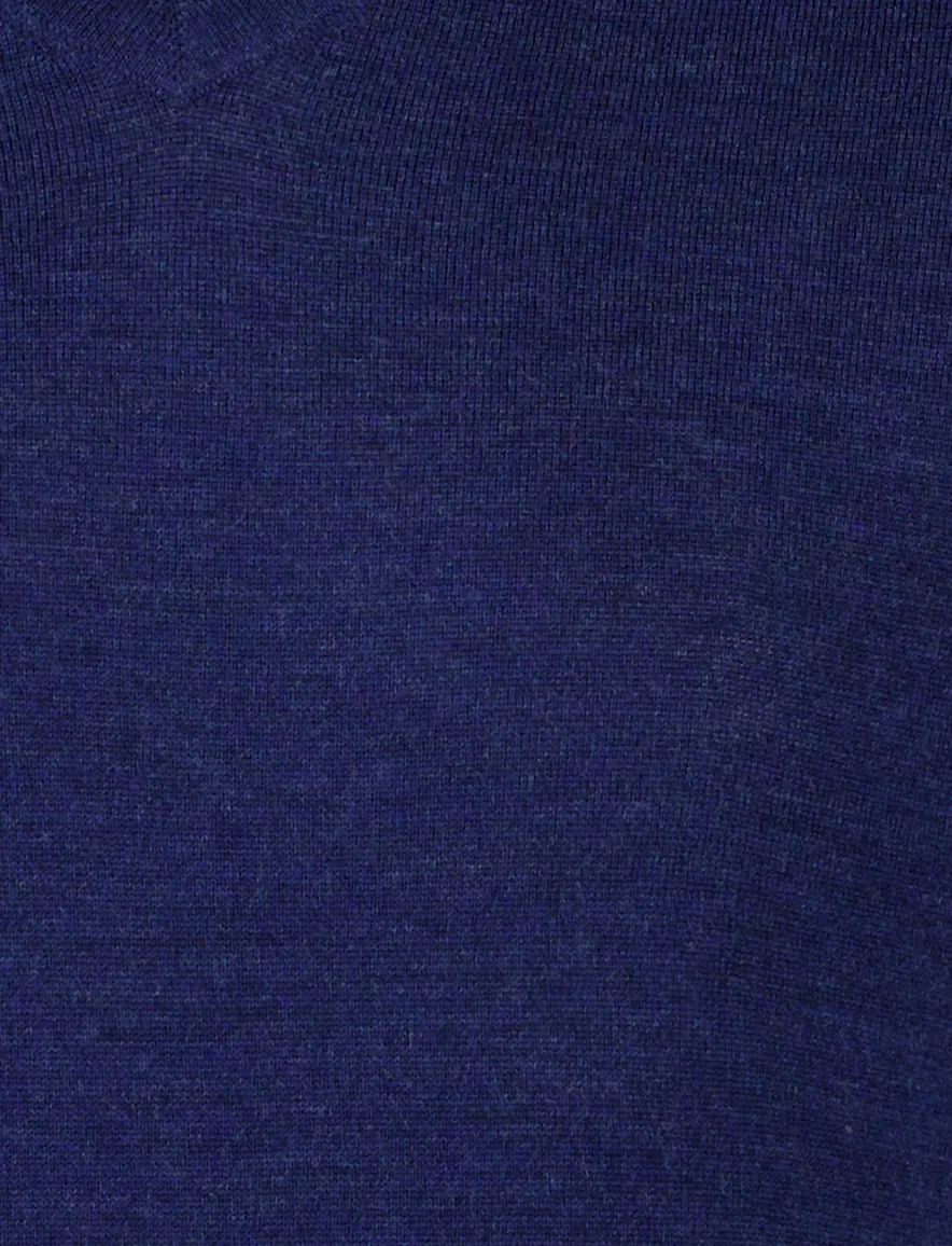 Portofino Trui extra lang blauw merinowol v hals