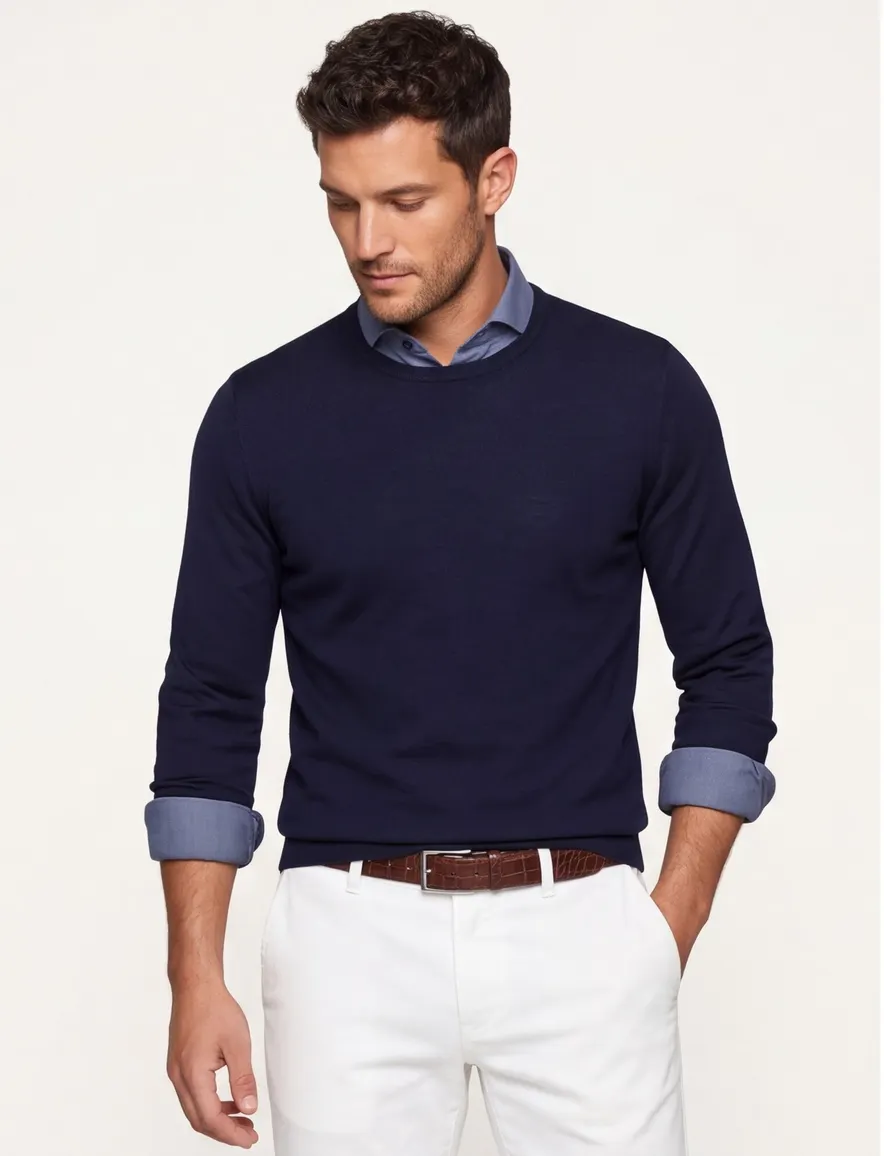 Portofino trui donkerblauw merinowol