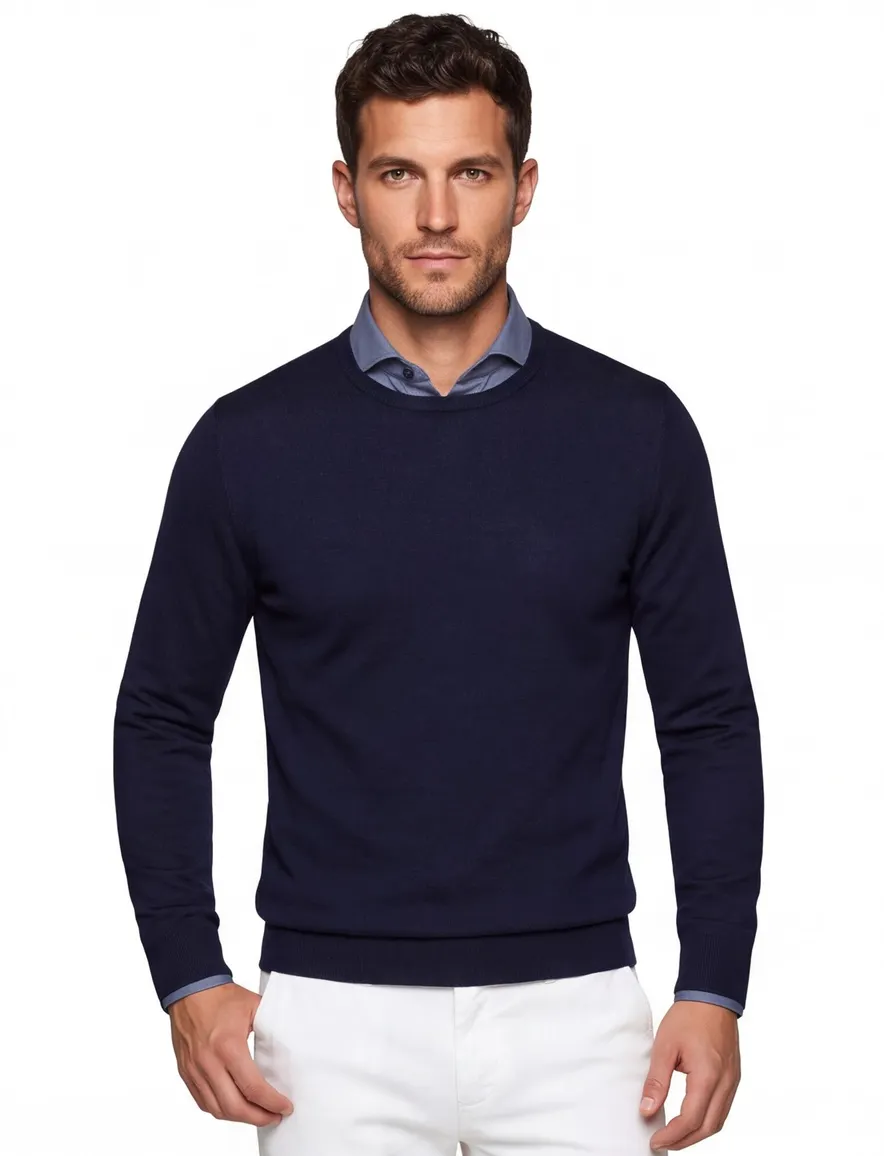 Portofino trui donkerblauw merinowol