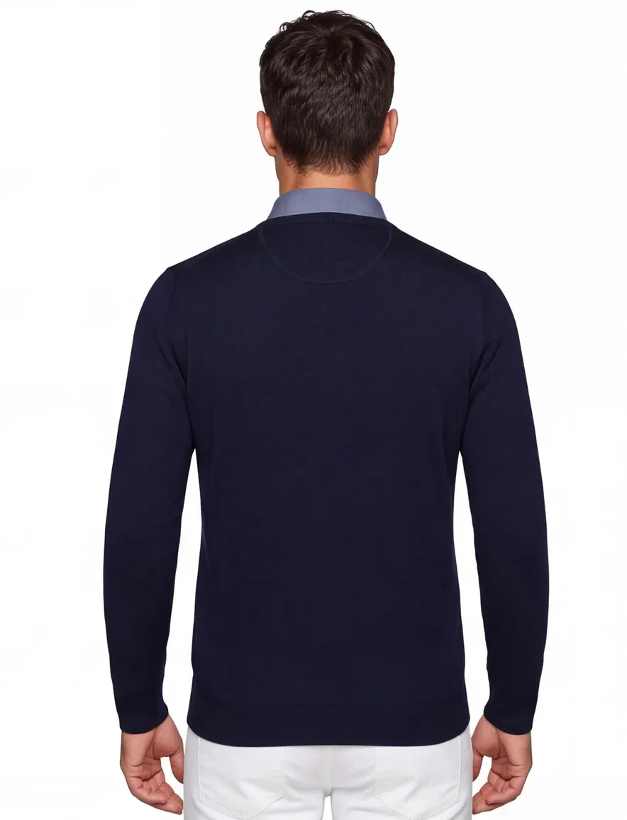 Portofino trui donkerblauw merinowol