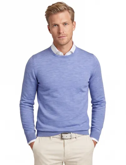 Portofino trui extra lange mouwlengte Portofino blauw ronde hals