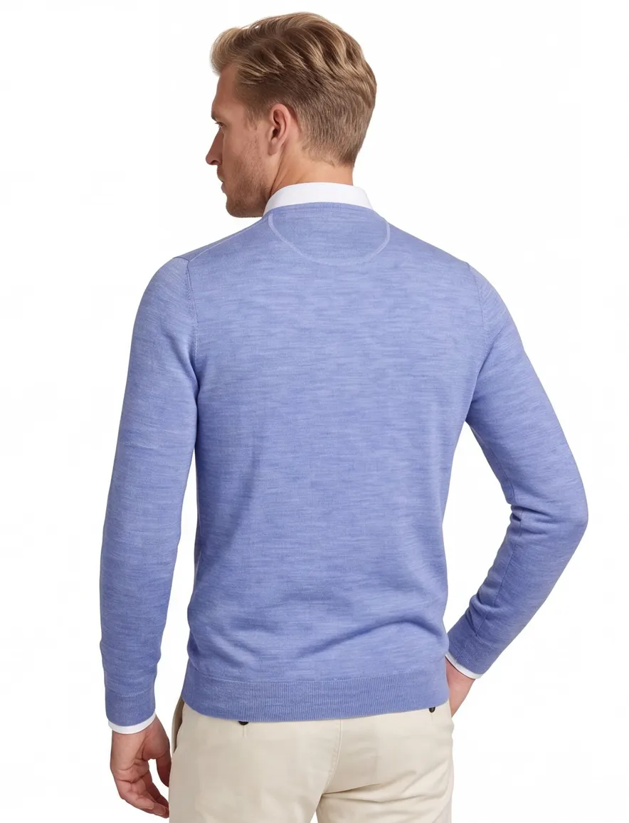 Portofino trui extra lange mouwlengte blauw gemeleerd