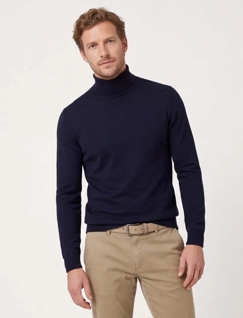 Portofino turtleneck trui navy