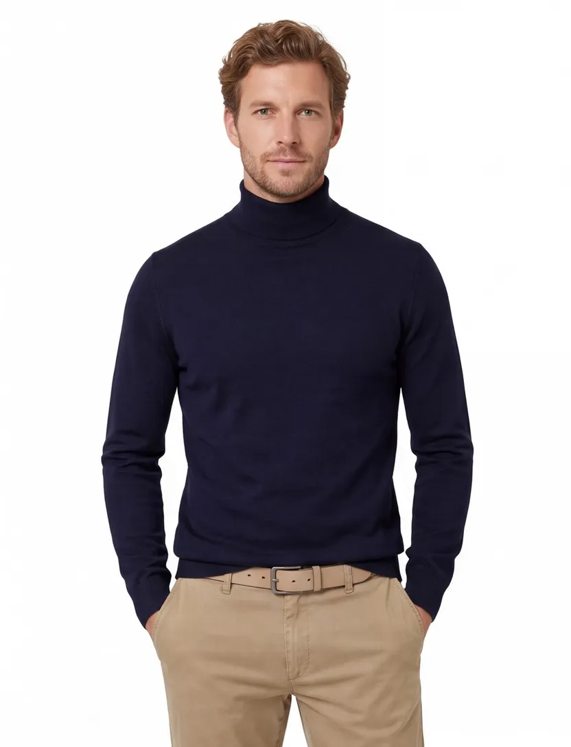 Portofino turtleneck trui navy