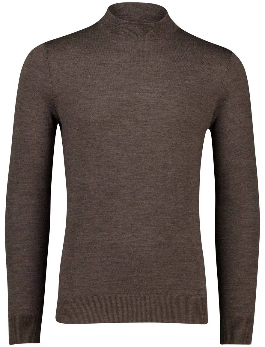 Portofino trui bruin turtleneck 100% merinwol