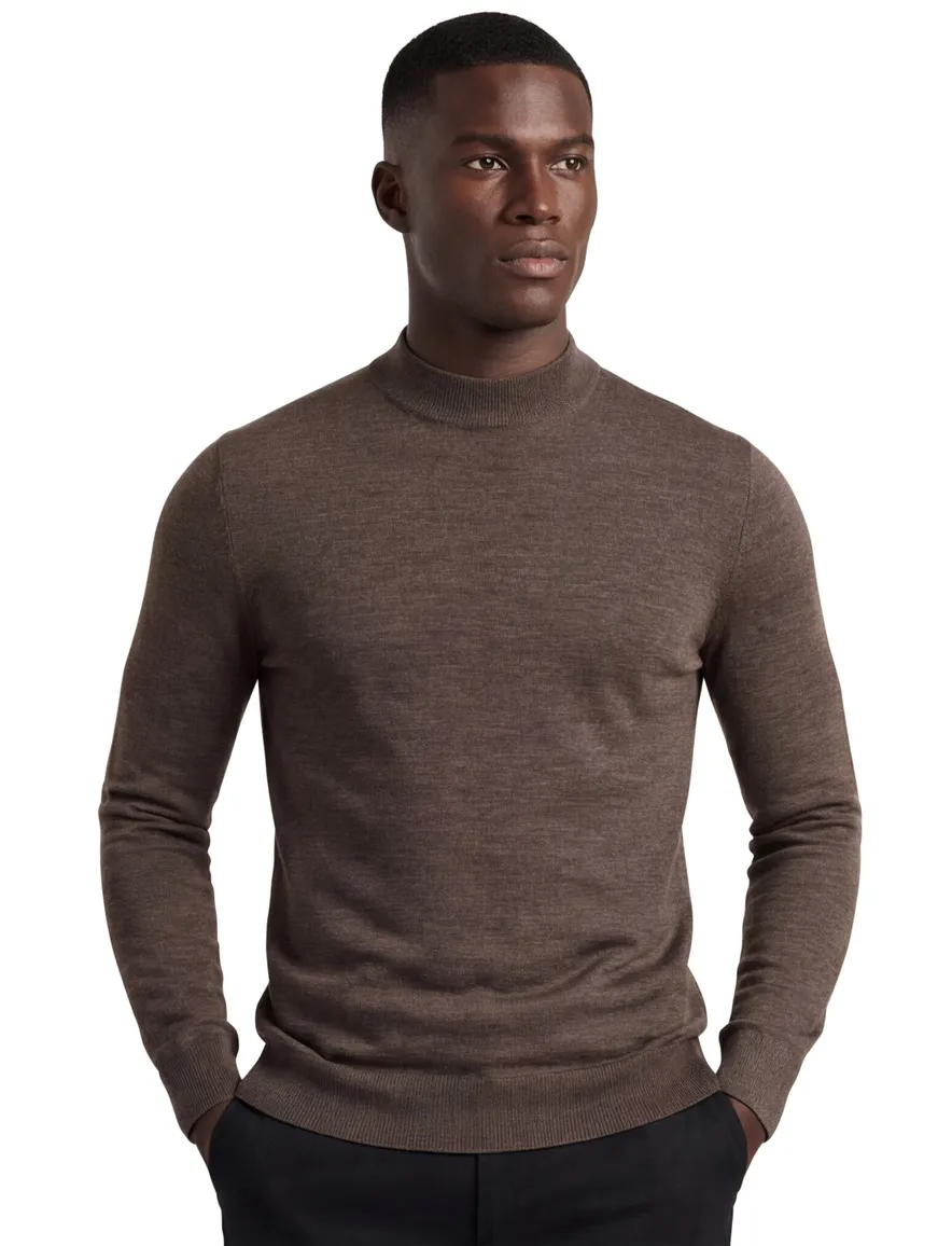 Portofino trui bruin turtleneck 100% merinwol