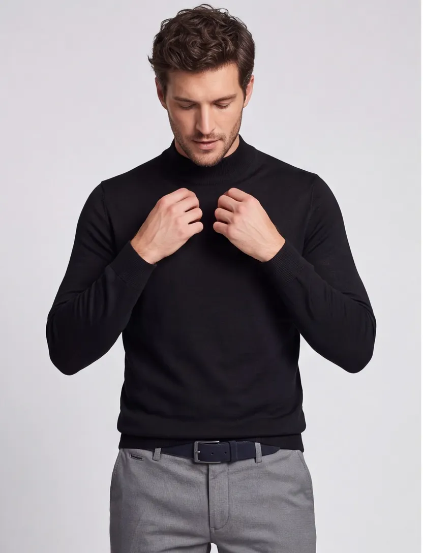 Portofino turtleneck trui zwart