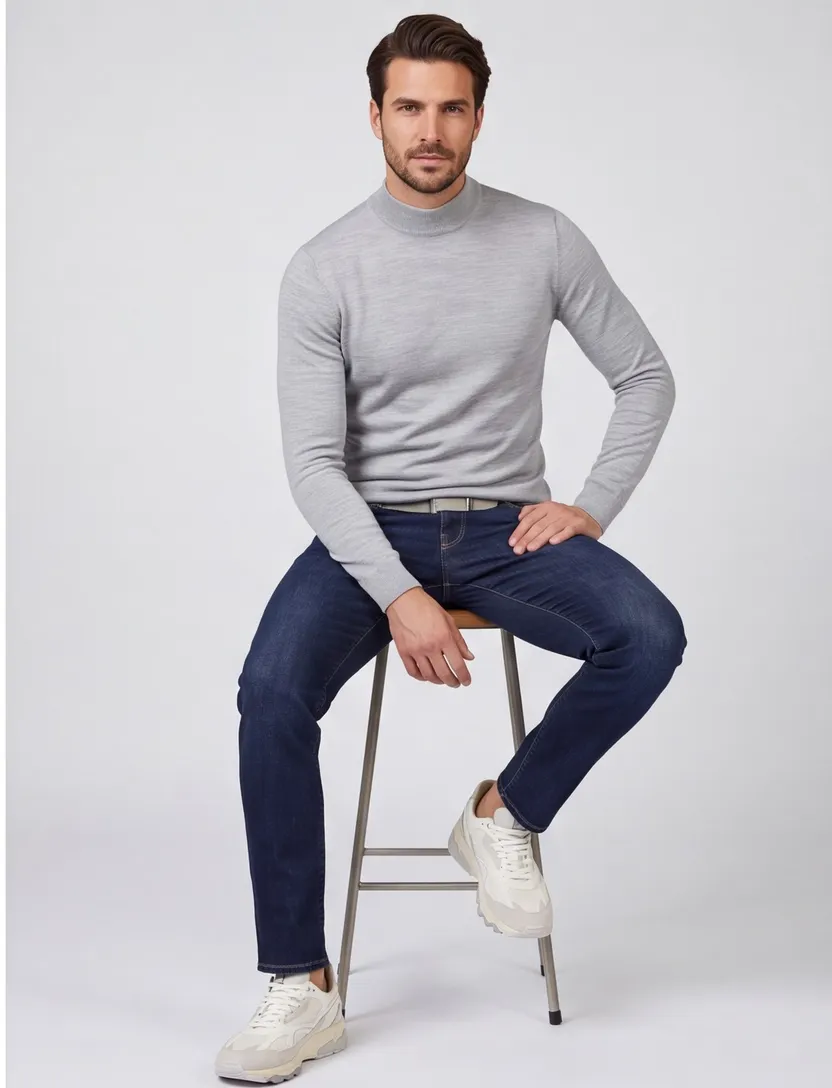 trui Portofino grijs turtleneck gemeleerd