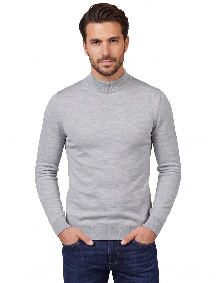 trui Portofino grijs turtleneck gemeleerd