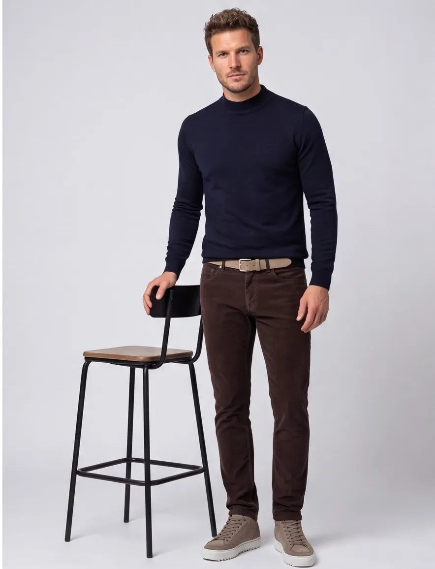 Portofino turtle neck trui donkerblauw